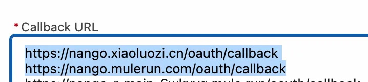 Entering the Callback URL in the Salesforce external app